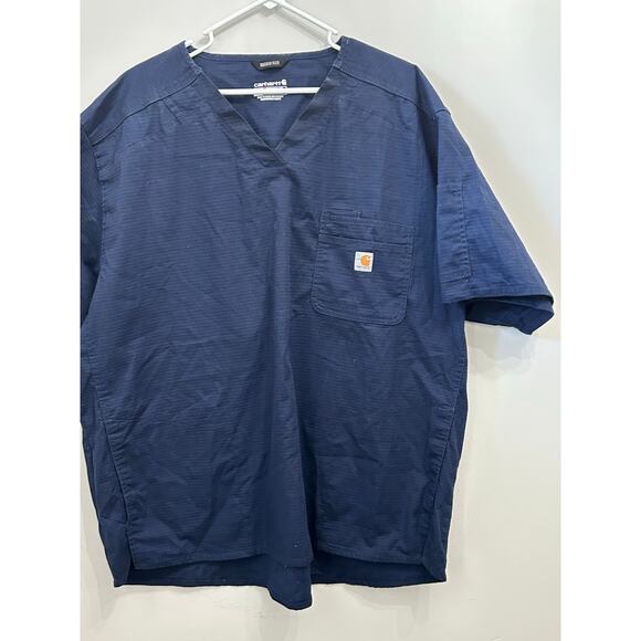 Carhartt Rugged Flex Peak 5-Pocket V-Neck Scrub Top 3X Modern Fit Blue - Picture 3 of 6